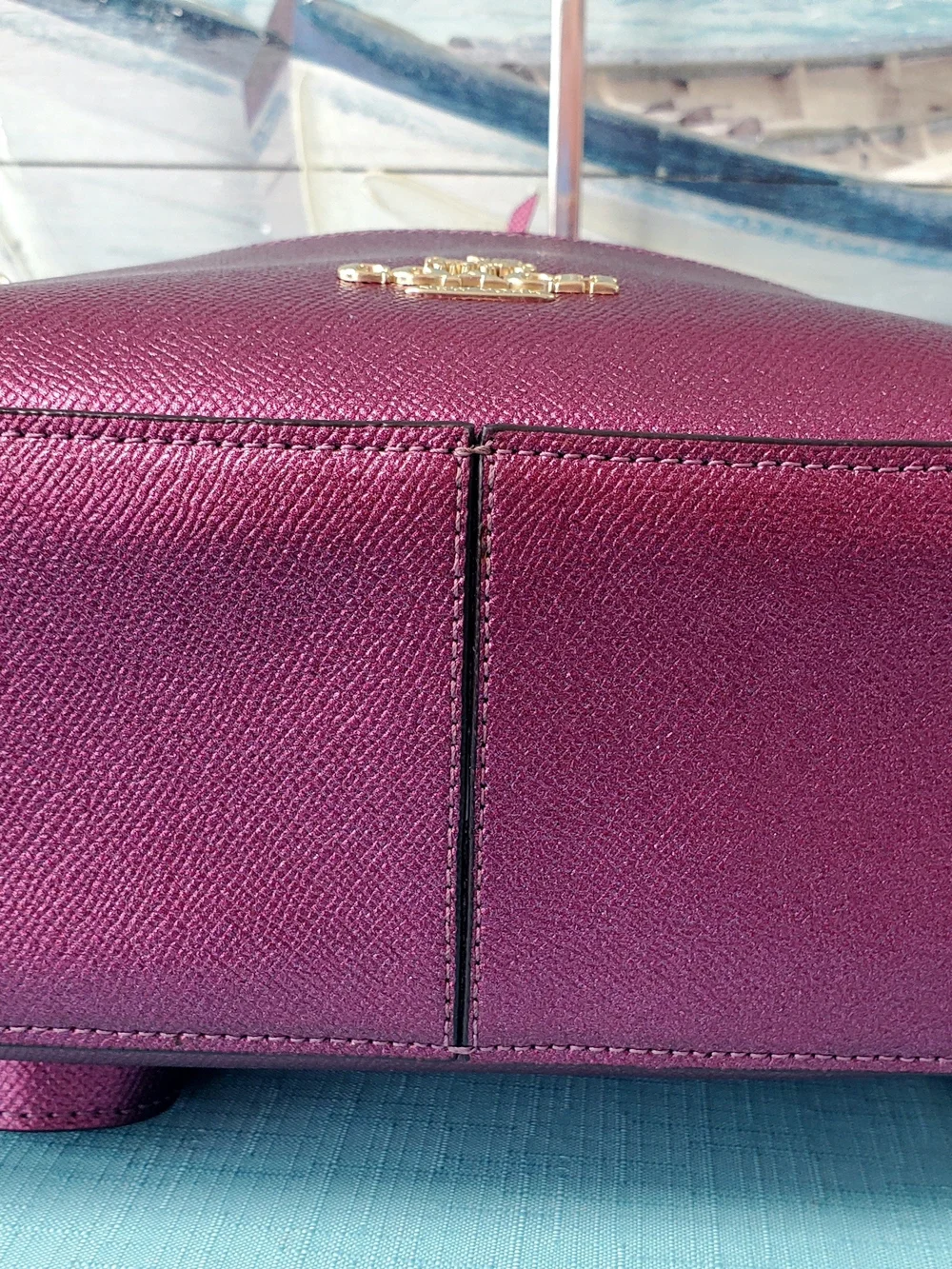 COACH JORDYN BACKPACK IN SIGNATURE CANVAS METALLIC BERRY/BROWN